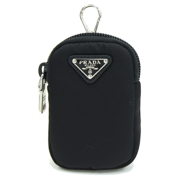 Prada nylon pouch triangle black bag charm leather - Picture 1 of 4